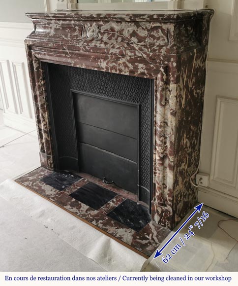 Bollection fireplace with acroterion in Red from the North marble Bollection fireplace with acroterion in Red from the North marble-5