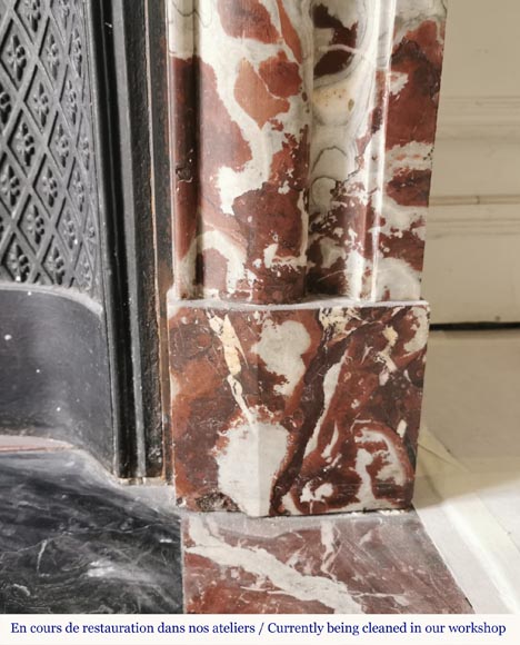 Bollection fireplace with acroterion in Red from the North marble Bollection fireplace with acroterion in Red from the North marble-7