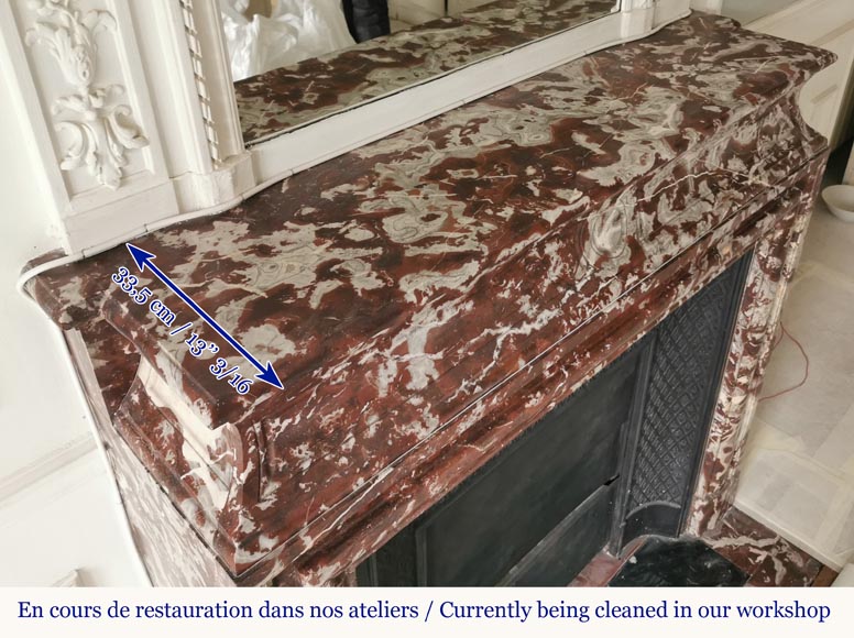 Bollection fireplace with acroterion in Red from the North marble Bollection fireplace with acroterion in Red from the North marble-8