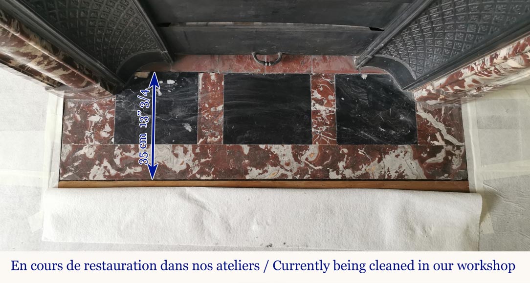 Bollection fireplace with acroterion in Red from the North marble Bollection fireplace with acroterion in Red from the North marble-9