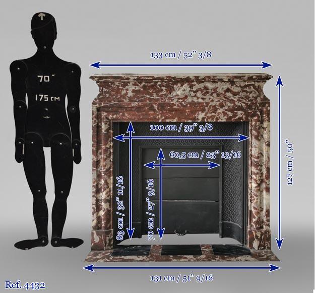 Bollection fireplace with acroterion in Red from the North marble Bollection fireplace with acroterion in Red from the North marble-10