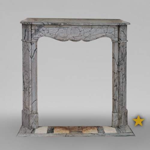 Small Pompadour fireplace in Bleu Fleury marble