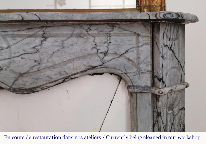 Small Pompadour fireplace in Bleu Fleury marble Small Pompadour fireplace in Bleu Fleury marble-6