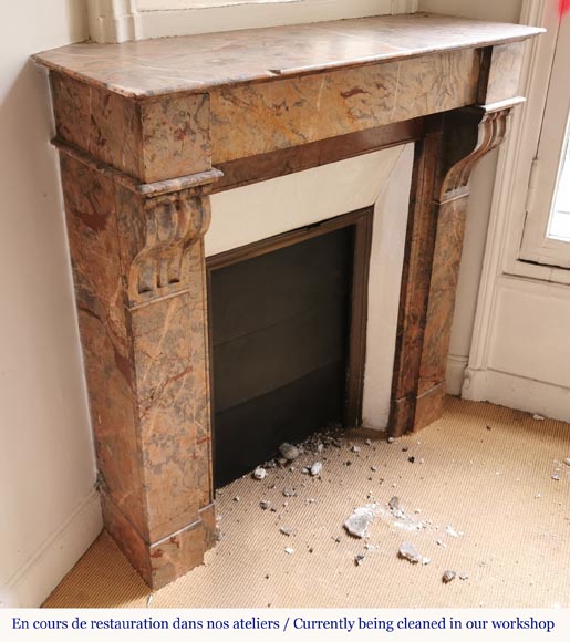 Napoleon III fireplace in Enjugerais marble with modillions Napoleon III fireplace in Enjugerais marble with modillions-2