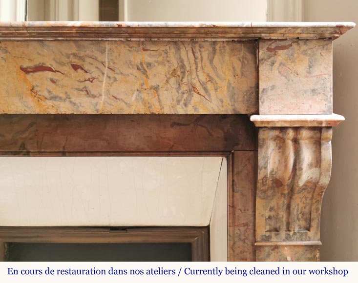 Napoleon III fireplace in Enjugerais marble with modillions Napoleon III fireplace in Enjugerais marble with modillions-5
