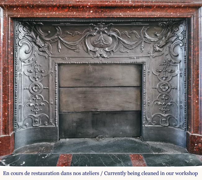 Louis XIV style moulding fireplace in a beautiful Red Griotte marble Louis XIV style moulding fireplace in a beautiful Red Griotte marble-2