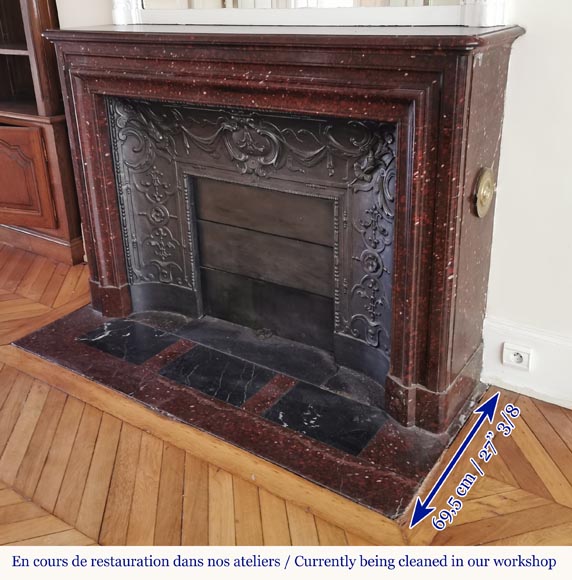 Louis XIV style moulding fireplace in a beautiful Red Griotte marble Louis XIV style moulding fireplace in a beautiful Red Griotte marble-5