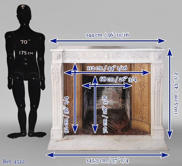 Louis XVI fireplace of white marble with a Greek frieze Louis XVI fireplace of white marble with a Greek frieze-12