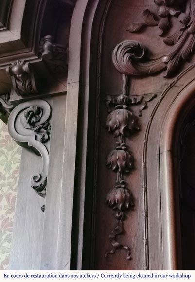 Napoleon III walnut fireplace surmounted by an important alcove Napoleon III walnut fireplace surmounted by an important alcove-4