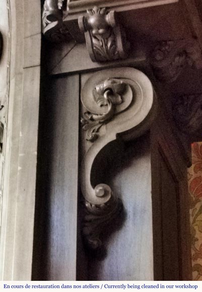 Napoleon III walnut fireplace surmounted by an important alcove Napoleon III walnut fireplace surmounted by an important alcove-5