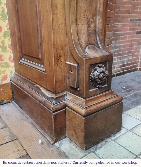 Napoleon III walnut fireplace surmounted by an important alcove-9