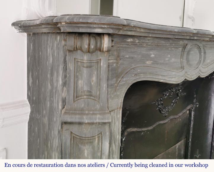 Beautiful Pompadour fireplace in Blue Turquin marble Beautiful Pompadour fireplace in Blue Turquin marble-3