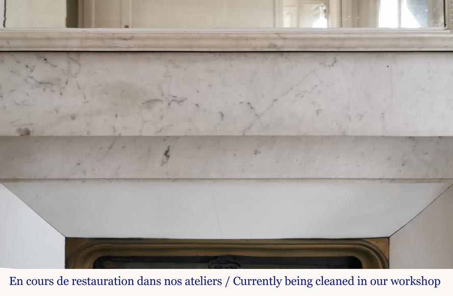 Louis Philippe style fireplace in Carrara marble  Louis Philippe style fireplace in Carrara marble -1