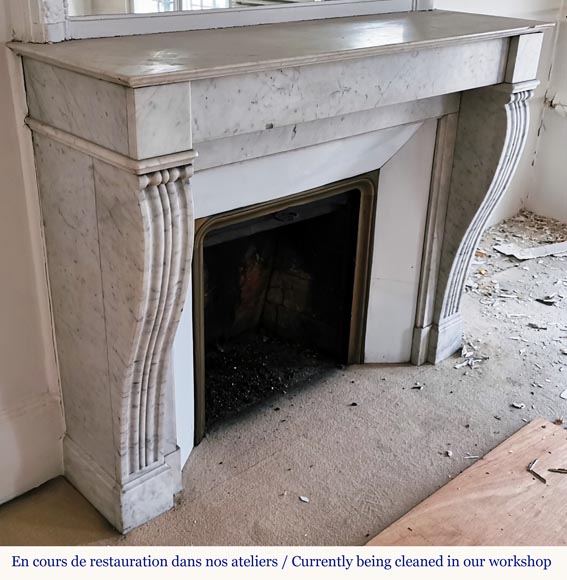 Louis Philippe style fireplace in Carrara marble  Louis Philippe style fireplace in Carrara marble -2