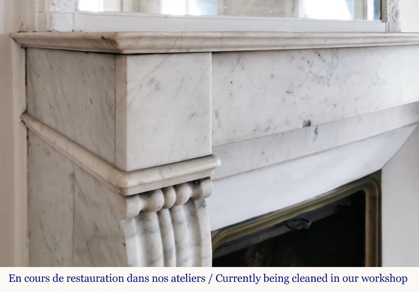 Louis Philippe style fireplace in Carrara marble  Louis Philippe style fireplace in Carrara marble -3