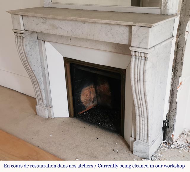 Louis Philippe style fireplace in Carrara marble  Louis Philippe style fireplace in Carrara marble -5