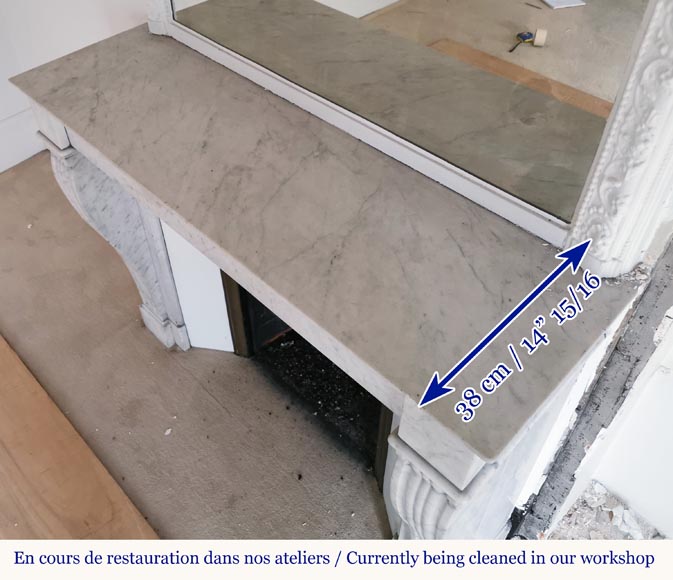 Louis Philippe style fireplace in Carrara marble  Louis Philippe style fireplace in Carrara marble -8