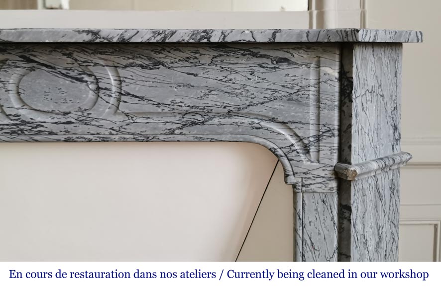 Small Louis XV style mantel in Bleu Fleuri marble Small Louis XV style mantel in Bleu Fleuri marble-6