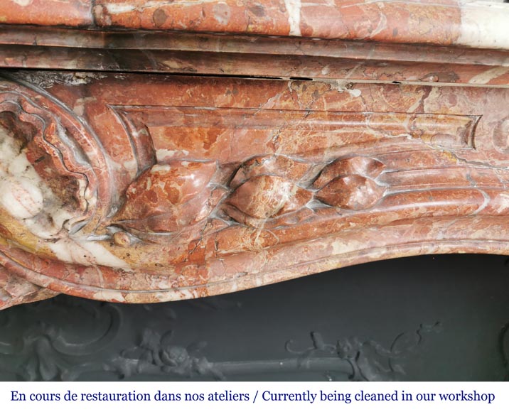 Louis XV style fireplace in Breche de Saint-Maximin marble Louis XV style fireplace in Breche de Saint-Maximin marble-3