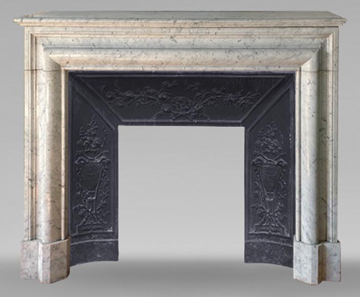 Louis XIV style fireplace in Carrara marble  Louis XIV style fireplace in Carrara marble -0