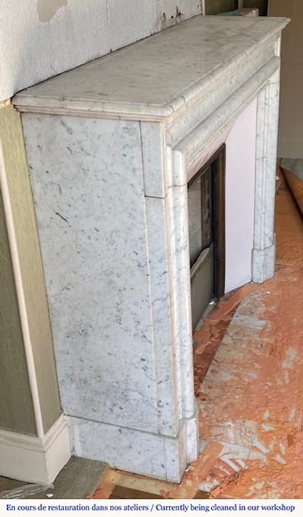 Louis XIV style fireplace in Carrara marble  Louis XIV style fireplace in Carrara marble -1