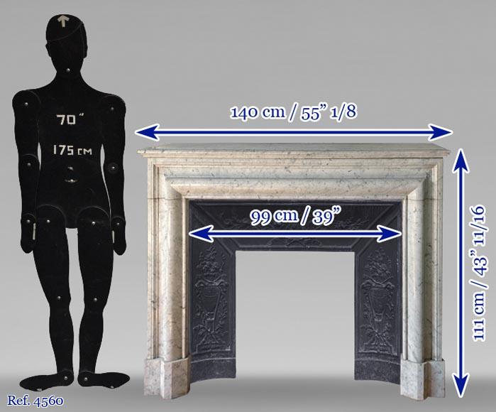 Louis XIV style fireplace in Carrara marble  Louis XIV style fireplace in Carrara marble -5