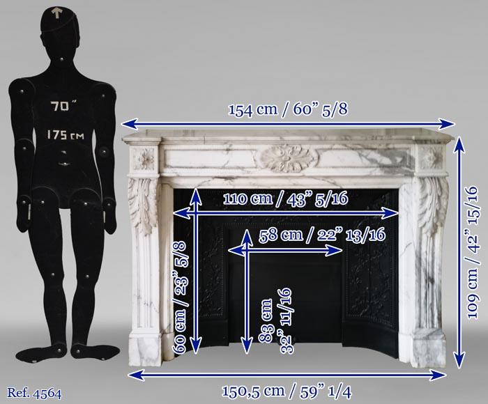 Louis XVI style fireplace in Arabescato marble with acanthus decoration Louis XVI style fireplace in Arabescato marble with acanthus decoration-10