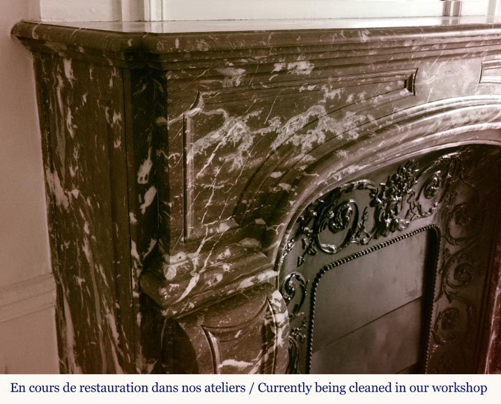 Regence style fireplace in Red of the North marble Regence style fireplace in Red of the North marble-3