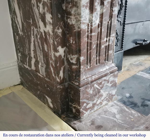 Regence style fireplace in Red of the North marble Regence style fireplace in Red of the North marble-4