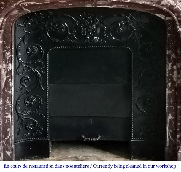 Regence style fireplace in Red of the North marble Regence style fireplace in Red of the North marble-8