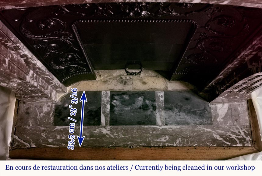 Regence style fireplace in Red of the North marble Regence style fireplace in Red of the North marble-10