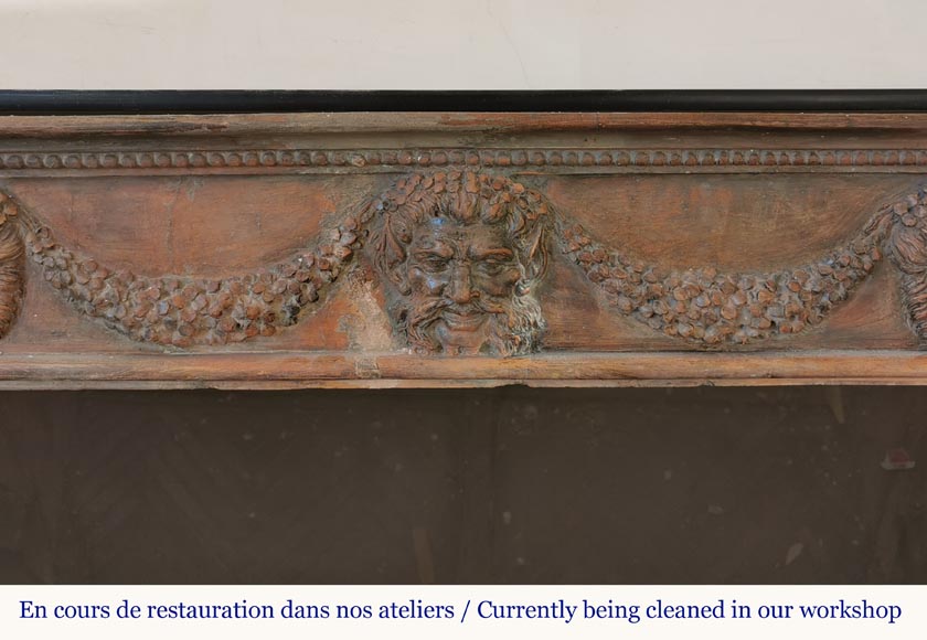 Rare terra cotta Louis XVI style mantel with twisted columns, early 19th century Rare terra cotta Louis XVI style mantel with twisted columns, early 19th century-1