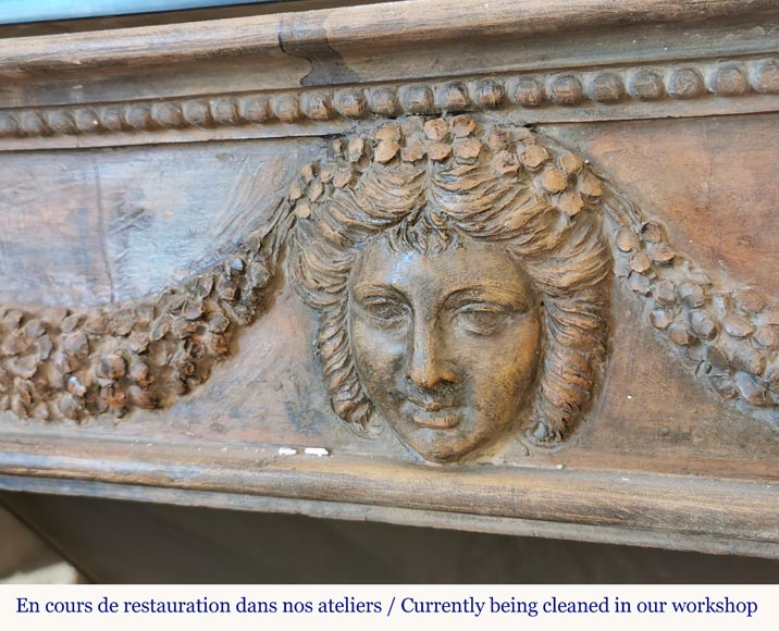 Rare terra cotta Louis XVI style mantel with twisted columns, early 19th century Rare terra cotta Louis XVI style mantel with twisted columns, early 19th century-4