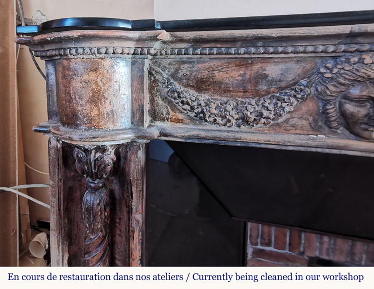 Rare terra cotta Louis XVI style mantel with twisted columns, early 19th century Rare terra cotta Louis XVI style mantel with twisted columns, early 19th century-7