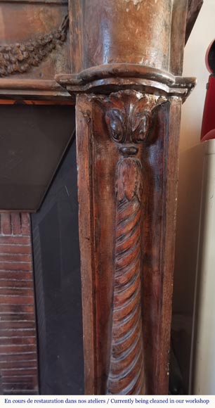 Rare terra cotta Louis XVI style mantel with twisted columns, early 19th century Rare terra cotta Louis XVI style mantel with twisted columns, early 19th century-11