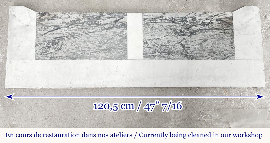 Louis XV style fireplace with three shells, in Carrara marble Louis XV style fireplace with three shells, in Carrara marble-9