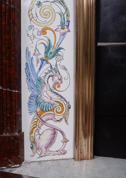 Napoleon III style mantel in Griotte marble Napoleon III style mantel in Griotte marble-10