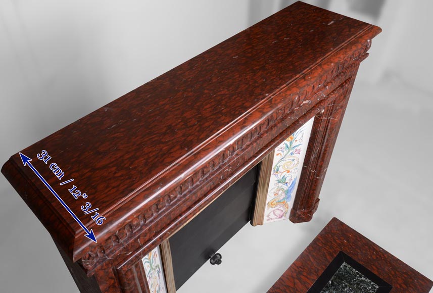 Napoleon III style mantel in Griotte marble Napoleon III style mantel in Griotte marble-12