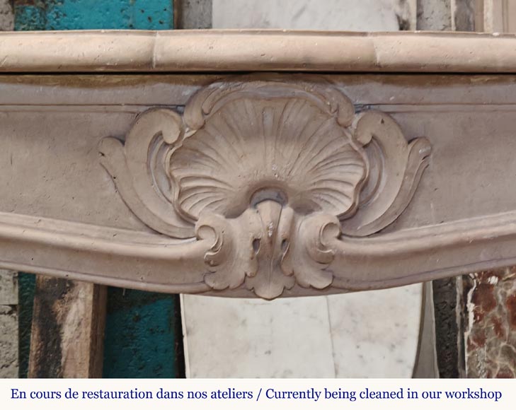 Curved Louis XV style stone mantel Curved Louis XV style stone mantel-1