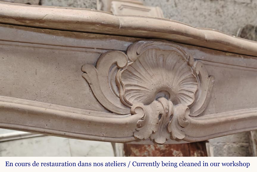 Curved Louis XV style stone mantel Curved Louis XV style stone mantel-2