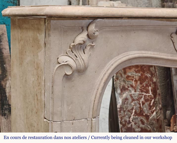 Curved Louis XV style stone mantel Curved Louis XV style stone mantel-4