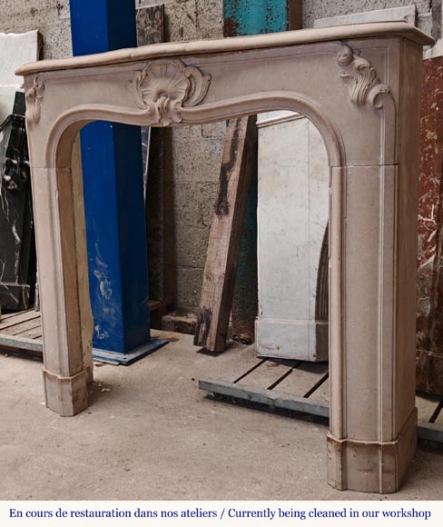 Curved Louis XV style stone mantel Curved Louis XV style stone mantel-6