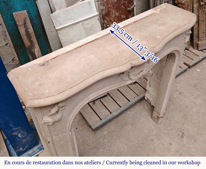 Curved Louis XV style stone mantel Curved Louis XV style stone mantel-9