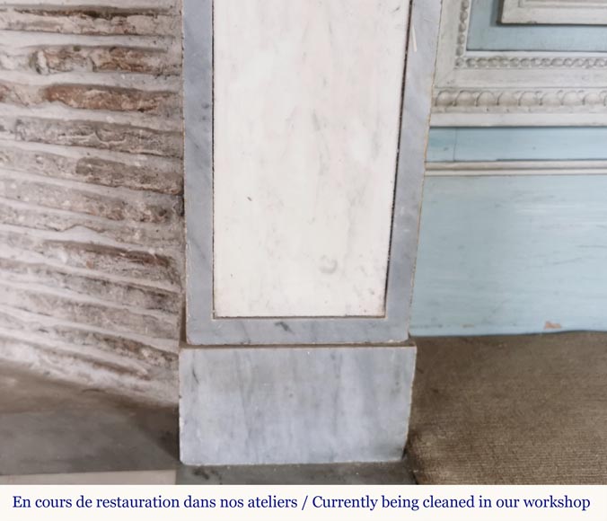 Louis XVI style mantel in statuary and Blue Turquin marbles with music instruments Louis XVI style mantel in statuary and Blue Turquin marbles with music instruments-12