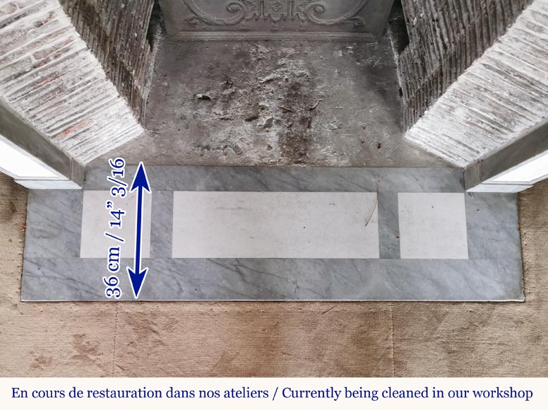 Louis XVI style mantel in statuary and Blue Turquin marbles with music instruments Louis XVI style mantel in statuary and Blue Turquin marbles with music instruments-14