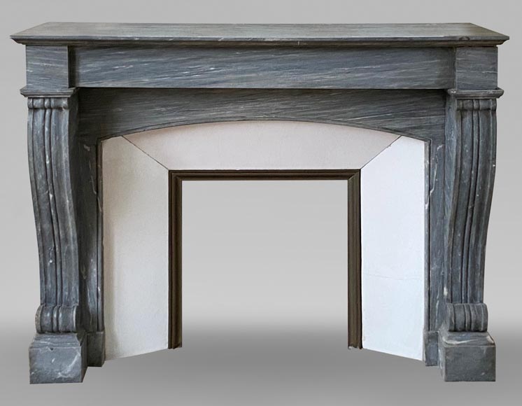 Antique Louis-Philippe style mantel in Blue Turquin marble Antique Louis-Philippe style mantel in Blue Turquin marble-0