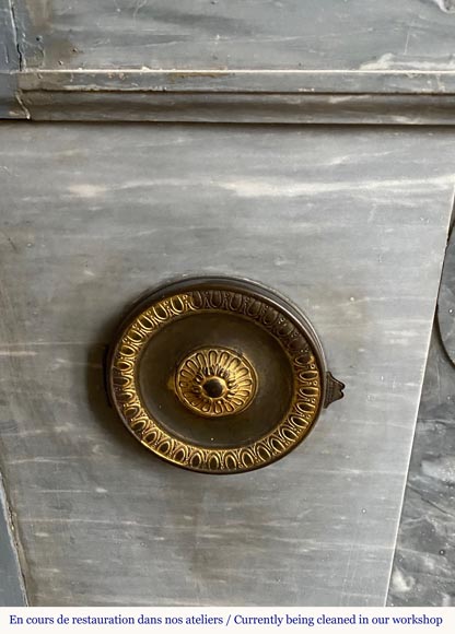 Antique Louis-Philippe style mantel in Blue Turquin marble Antique Louis-Philippe style mantel in Blue Turquin marble-3