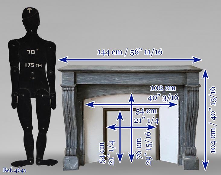 Antique Louis-Philippe style mantel in Blue Turquin marble Antique Louis-Philippe style mantel in Blue Turquin marble-7