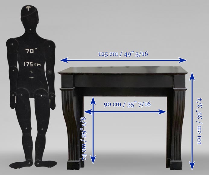 Small Louis Philippe mantel in Noir Fin of Belgique marble Small Louis Philippe mantel in Noir Fin of Belgique marble-4