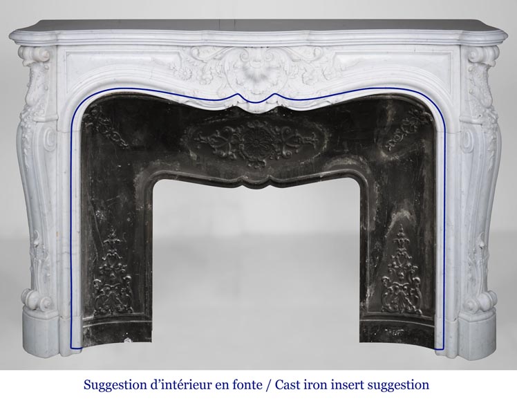 Louis XV style fireplace in Carrara marble Louis XV style fireplace in Carrara marble-1